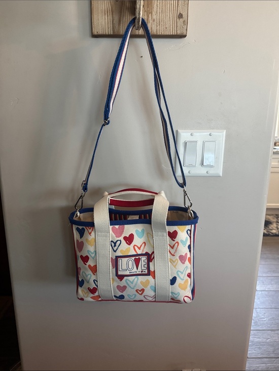 BRIGHTON Handbags - Brighton LOVE Heart Canvas Crossbody Bag - Cream with Multicolor Hearts